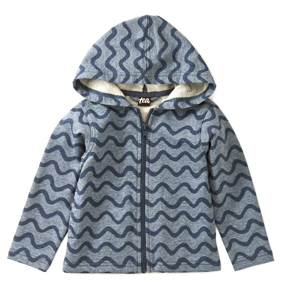 Tea Collection Baby Boy Aegean Waves Full Zip Hooded Knit‎ Jacket Size 18-24mo